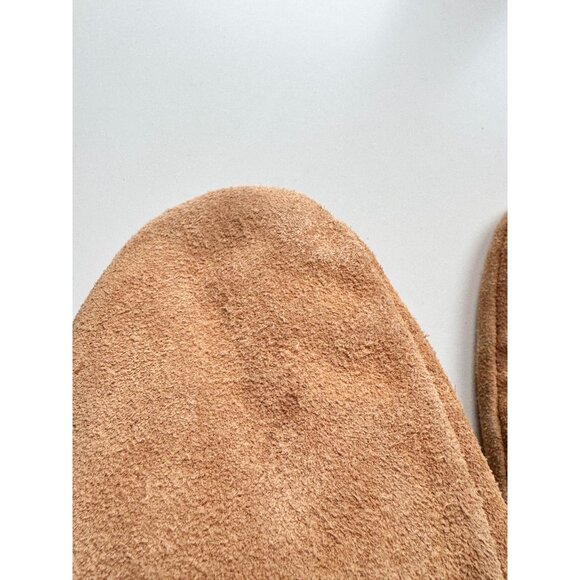 Vintage Alaskan Tan Suede Leather Beaver Fur Trim Sheepskin Lined Eskimo Mittens - Picture 4 of 11